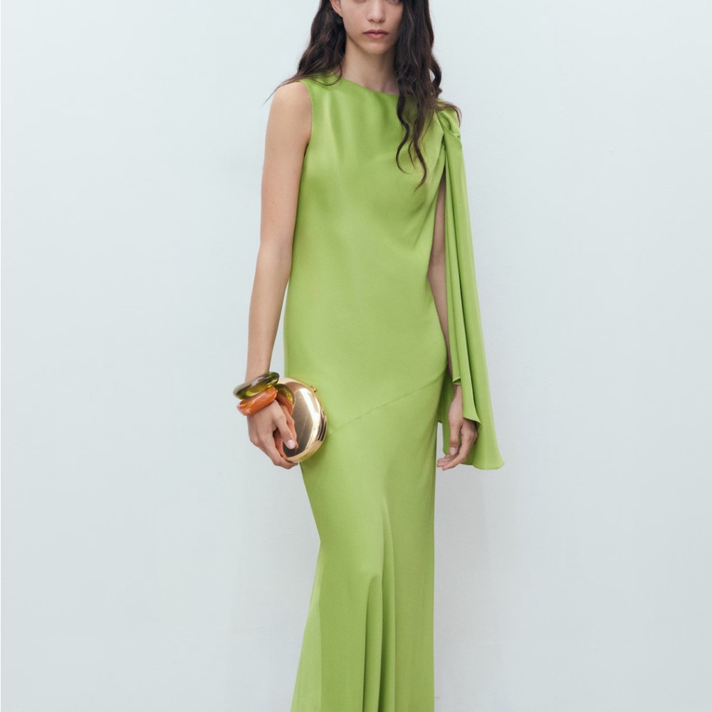 Mango Long Dress With Ruffled Sleeve